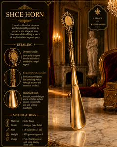 Luxury Vintage Brass Shoehorn With Ornate Handle Traditional Home Decor Indoor Tabletop Living Room Accessory - Product Image 5