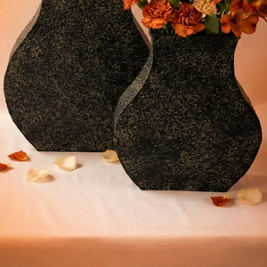 Florero Moderno de Lujo con Diseño Geométrico Metálico, Textura de Granito Negro, Hecho a Mano, Decoración para el Hogar, Centro de Mesa, Unidad Individual - Product Image 4