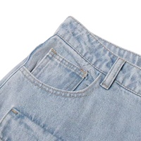 Jean en denim personnalisé taille haute coupe droite pour femme 2023 déchiré 100 % coton streetwear pantalon crayon multi-poches avec fermetures éclair