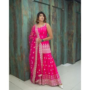 Ensemble haut, bas et dupatta pour femmes, magnifique tenue de mariage - Product Image 5
