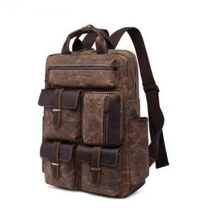 Vintage <b>Canvas</b> <b>Backpack</b> Unisex Softback 20-37L Zipper Closure Functional Daily Use Arcuate Shoulder Strap - Product Image 1
