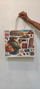 ถุงของขวัญผ้าแคนวาสขนาดเล็กแบบปรับแต่งได้ เป็นมิตรกับสิ่งแวดล้อม พร้อมลวดลายอินเดียดั้งเดิมที่วาดด้วยมืออย่างสวยงาม สามารถปรับแต่งได้ - Product Image 6