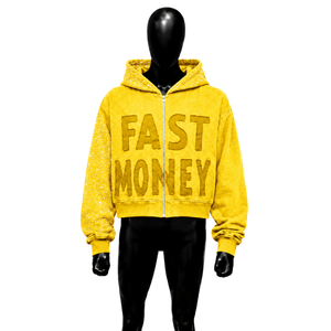 NOUVEAU SWEATSHIRT JAUNE DE QUALITÉ POUR HOMME, IMPRIMÉ EN RELIÈVE, ZIPPÉ, SURTAILLE, EN TISSU FRENCH TERRY, POUR L'AUTOMNE, VÊTEMENT DE QUOTIDIENNE, STYLE STREETWEAR - Product Image 1