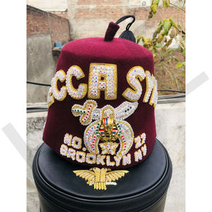 Chapeau Fez Maçonnique Vintage SHRINE Egypt Drum Corp en Feutre avec Strass – Casquette Franc-Maçon HSE - Product Image 3
