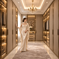 Système de dressing sur mesure en cuir avec finition haut de gamme et personnalisation par dessin pour projets de villas à l'ensemble de l'espace