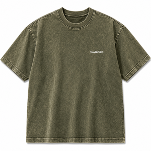 เสื้อยืดโอเวอร์ไซส์แขนสั้นคอกลมสีเขียวมะกอกสำหรับผู้ชาย Warpro ผ้าฝ้ายลำลอง - Product Image 2