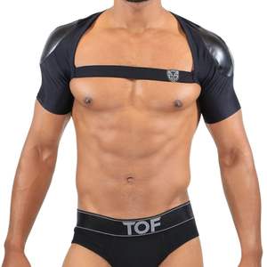 Harnais en fausse fourrure rouge pour homme, style fetish, ajustable, respirant, en dentelle, grande taille, respectueux de l'environnement - Product Image 3