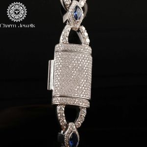 Charm Jewells Men's/Unisex Moissanite <b>Statement</b> <b>Necklace</b> 14K Gold Plated Flower Link Chain IGI Certified Hiphop Party Luxury - Product Image 3