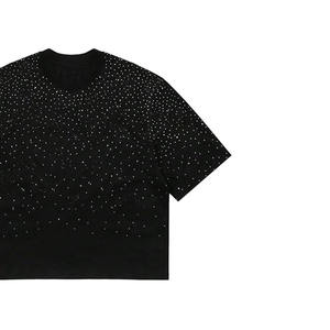 Camiseta Personalizable para Hombre, Cuello Redondo, Manga Corta, Estilo Boxy, con Pedrería, 100% Algodón, Estilo Urbano Vintage - Product Image 4