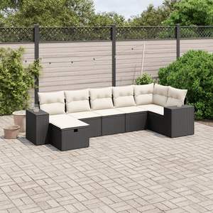 Conjunto de Sofás Modulares de Jardín en Poliratán Negro y Acero, Asientos Exteriores Elegantes y Sencillos - Product Image 1