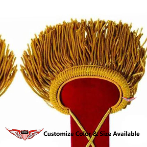 Epaulettes Franceses Napoleónicas Hechas a Mano de Alta Calidad con Flecos de Hilo Rojo y Dorado - Product Image 2