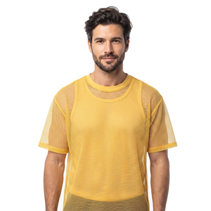 Camiseta de malla transparente para hombre, camiseta informal transpirable de manga corta con cuello redondo, camisetas transparentes ligeras para hombre - Product Image 4
