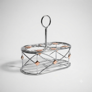 Black Metal Salt and Pepper Shaker Holder with Glass <b>Jars</b> for Kitchen Countertop Organization Caddy Salt & Pepper Shaker - Product Image 6