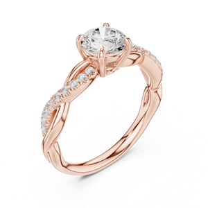 Anillo Solitario de Moissanita de Corte Redondo con Tallo Trenzado – Anillo de Plata de Ley Chapado en Oro Rosa de 14K, Joyería para Ella - Product Image 4