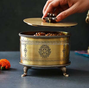 Caja de Almacenamiento Redonda de Latón, Moderna, Duradera, Hecha a Mano, Color Natural, Tamaño Personalizable, Artesanía, Estuche para Joyas y Baratijas - Product Image 4