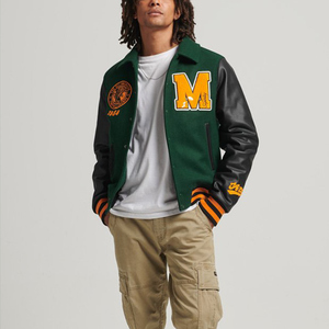 Unisex Solid Vintage Winter Varsity <b>Jackets</b> Wholesale Custom Logo Breathable Eco-Friendly OEM - Product Image 1