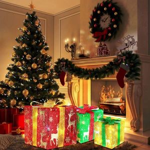 Set 3 Christmas Lighted Gift <b>Boxes</b> 50 LED Christmas Box Decorations Ribbon Bows IP44 Waterproof <b>Party</b> Lighting Ornament for Xmas - Product Image 1