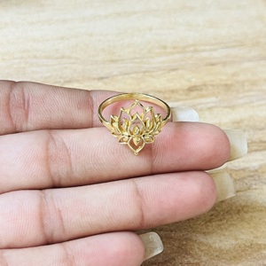 Luxury Design Lotus <b>Ring</b> Boho Brass <b>Rings</b> For Women 18k Gold Plated Floral <b>Statement</b> Jewelry Wholesale/OEM/ODM - Product Image 6
