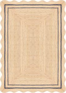 Tapis tressé en jute 100 % naturel à bord festonné, prix de gros, écologique et élégant pour la décoration de sol - Product Image 2