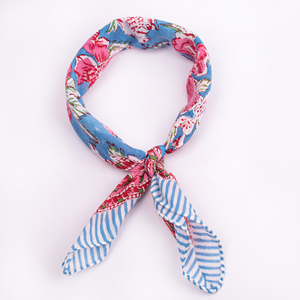 Diadema de Algodón con Estampado Floral Estilo Bohemio, Color Turquesa y Blanco, Accesorio Casual Transpirable de Verano para Unisex - Product Image 1