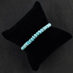 Pulsera de cuentas redondas de cristal de larimar de plata de ley 925 de 5 a 8 mm, piedra preciosa natural, joyería hecha a mano - Product Image 5