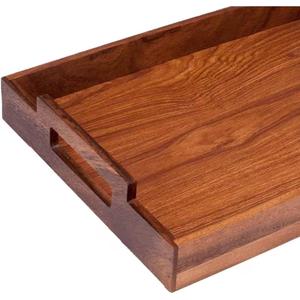 Plateau de rangement et de service élégant en bois avec poignées découpées, finition lisse, construction durable, idéal pour la salle à manger, la table basse et la décoration - Product Image 2