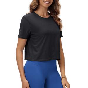 T-shirt court oversize pour femme, logo personnalisé, coton, coupe ample, manches courtes, décontracté, vêtements de sport, tee-shirt basique d'été - Product Image 3