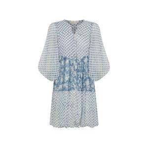 Vestido Mini Nora Color Aguamarina, Cintura Natural, Intrincadamente Tallado a Mano, Ecológico, 100% Algodón, Casual - Product Image 3