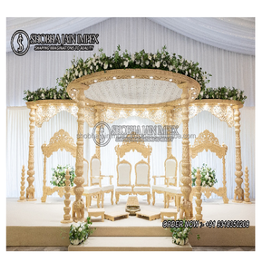 Classic Carved FRP Traditional Rajwada <b>Wedding</b> Mandap Mayur Theme Pillar Dome Style Durable <b>Wedding</b> Decoration - Product Image 1