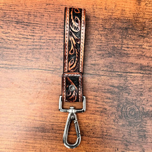 Nuevo llavero de pulsera pequeño Floral de cuero mecanizado a mano, llavero de cuero genuino de estilo occidental, Clip de llave de piel de vaca personalizado para mujer - Product Image 4