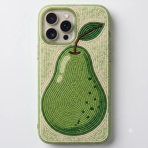 Beaded Pear Phone Case for Fashion Green Fruit Design All Seasons - Product Image 1