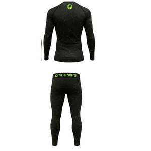 Ensemble de vêtements de sport pour homme, manches longues et leggings noirs, compression active pour l'entraînement, fitness, gym, sport, entraînement athlétique - Product Image 2