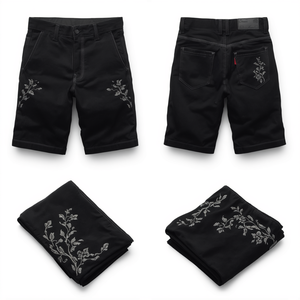 Pantalones Cortos Casuales de Lujo para Hombre, Negros, Bordados, Moda Premium, OEM, ODM - Product Image 2
