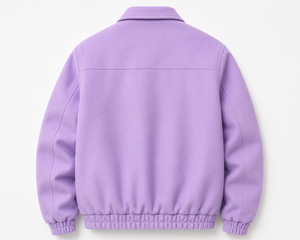 Unisex Purple Fleece Varsity Jacket <b>Covered</b> <b>Button</b> Closure Stand Collar Breathable Casual Regular Fit Winter Wear Polyester - Product Image 2