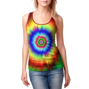 Women Rainbow Starburst Tie Dye Tank <b>Top</b> All Over Print <b>Neon</b> Psychedelic Sublimation Sleeveless Vest - Product Image 2