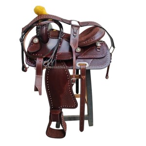 Silla de Montar Western Premium con Accesorios, Juego de Silla de Montar para Caballo de Cuero Genuino con Estribos, Cincha y Brida - Product Image 1