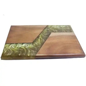 Hot Selling Wood Chopping Block Rectangle With Black <b>Resin</b> Inlay Handle Design - Product Image 4