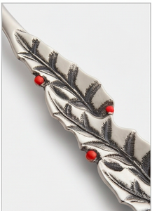 Juego de 2 Servidores de Ensalada con Diseño de Hoja de Acebo, Cubiertos Metálicos con Bayas Rojas, Estilo Tradicional, Aptos para Lavavajillas, para Utensilios de Cocina - Product Image 3