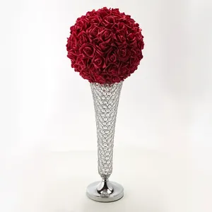 Eco Friendly Handcrafted Modern Hammered Metal Floor <b>Vase</b> for Wedding Decor - Product Image 3