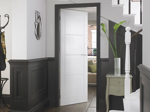 Porte traditionnelle en bois massif MDF de haute qualité avec revêtement intérieur en PVC imitation bois insonorisé pour hôtel, école, appartement, chambre - Product Image 4