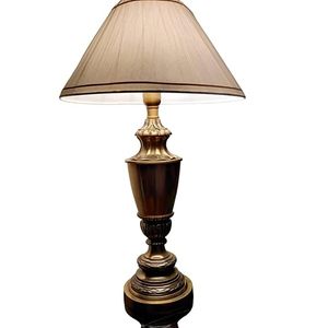 Lámpara de Mesa de Aluminio Antigua de Lujo con Pantalla de Tela, Lámpara Decorativa Vintage para Mesa de Noche, Escritorio, Sala de Estar, Dormitorio, Oficina en Casa - Product Image 3
