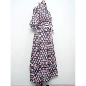 Elegante Vestido de Algodón para Mujer, Estilo Boho, Hecho a Mano, Vintage, Floral, para el Día, con Mangas de Campana, Midi, Maxi, Largo, Informal - Product Image 5