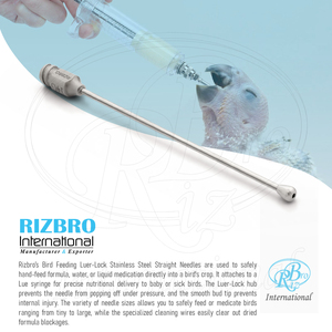 Tubo de alimentación para aves de acero inoxidable con punta de aguja recta y bloqueo de señuelo, 4.7mm 14G x 93mm - Product Image 5