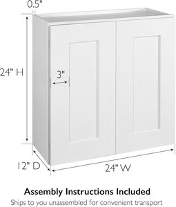 Armadietto da <span class=keywords><strong>Cucina</strong></span> a Parete Cotowins RTA Bianco Stile Shaker 24x12x24 Pollici in Compensato con Chiusura Ammortizzata, Disponibile in Magazzino USA, Pronto per l'Assemblaggio, OEM - Product Image 3