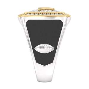 Anillo de cóctel para hombre chapado en oro de 18 quilates con diamantes engastados en pavé, diseño de escudo de fútbol, joyería de lujo llamativa - Product Image 2