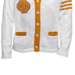 custom Greek sorority fraternity <b>men's</b> and women's <b>cardigan</b> acrylic knitted V-neck sweaters embroidery logo winter varsity - Product Image 3