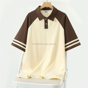 Polo de manga corta con logotipo personalizado de algodón 100% para hombre, camisa de uniforme de solapa con barras paralelas de colores a juego - Product Image 2