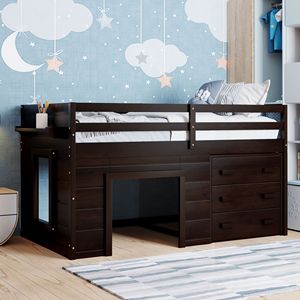 Letto a soppalco matrimoniale Espresso con armadio e scaffale, per bambini, vecchio SKU LP000501AAP - Product Image 1