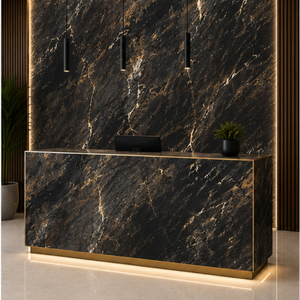 Statuario Calacatta pour BROWN DARK, dalle de pierre frittée de conception moderne et écologique, grande dalle de travertin 3200*1600 - Product Image 1
