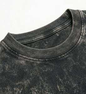 T-shirt en coton oversize pour homme, style streetwear délavé, motif uni, décontracté et tendance, vente en gros - Product Image 5
